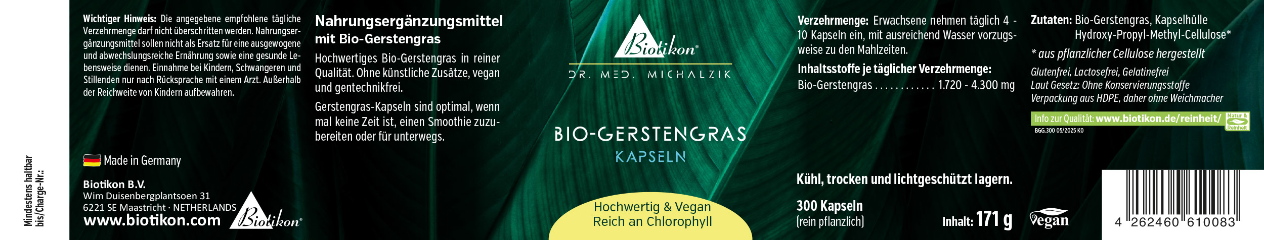 Organic Barley Grass Capsules – Label