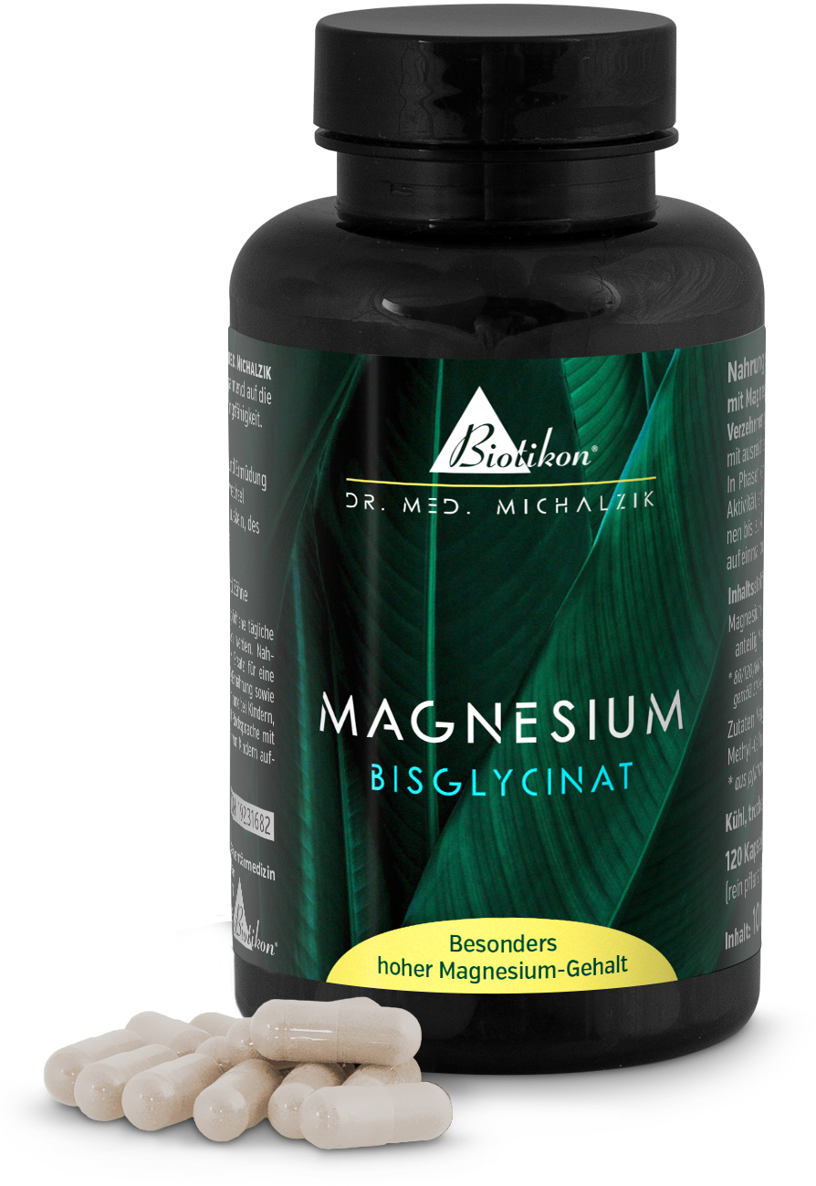 Magnesium Bisglycinate - 120 Capsules Black bottle containing Magnesium Bisglycinate capsules, 120 count, light brown.