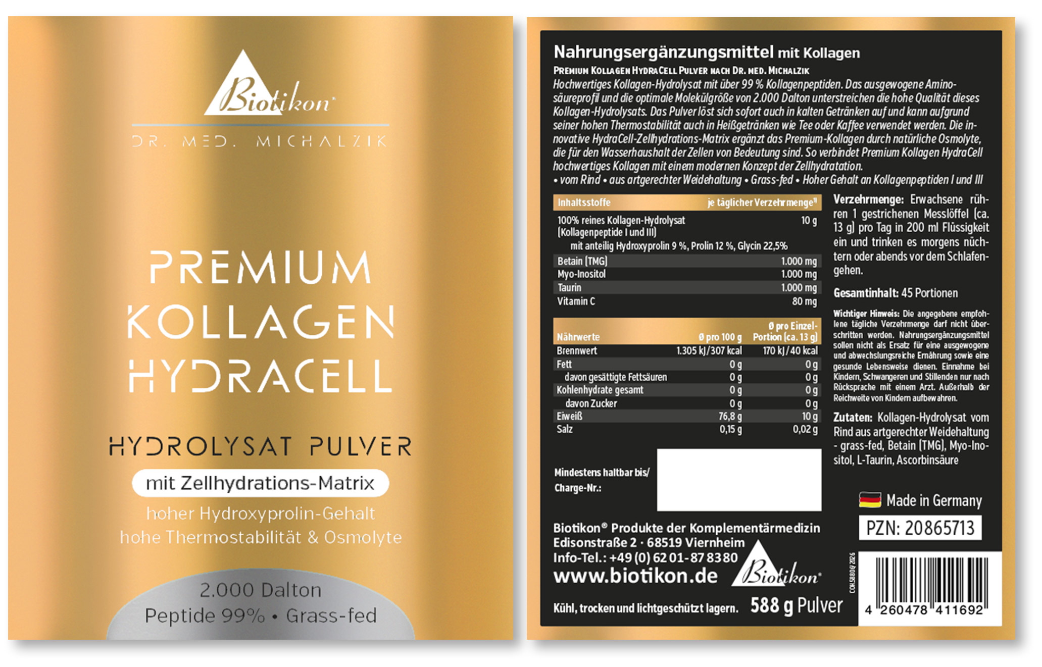 Premium Collagen HydraCell Hydrolysate Powder Jar Label