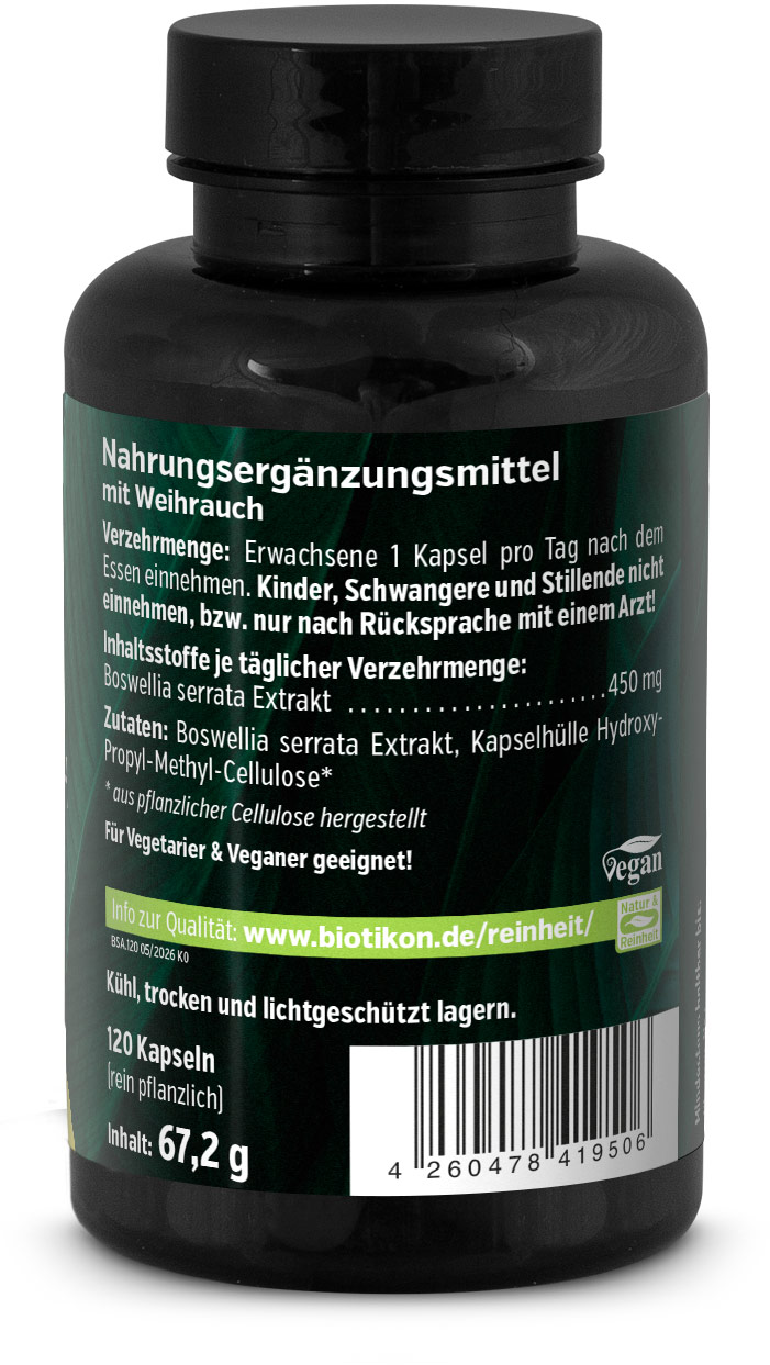 Frankincense 450 mg Boswellia serrata Jar Back Side