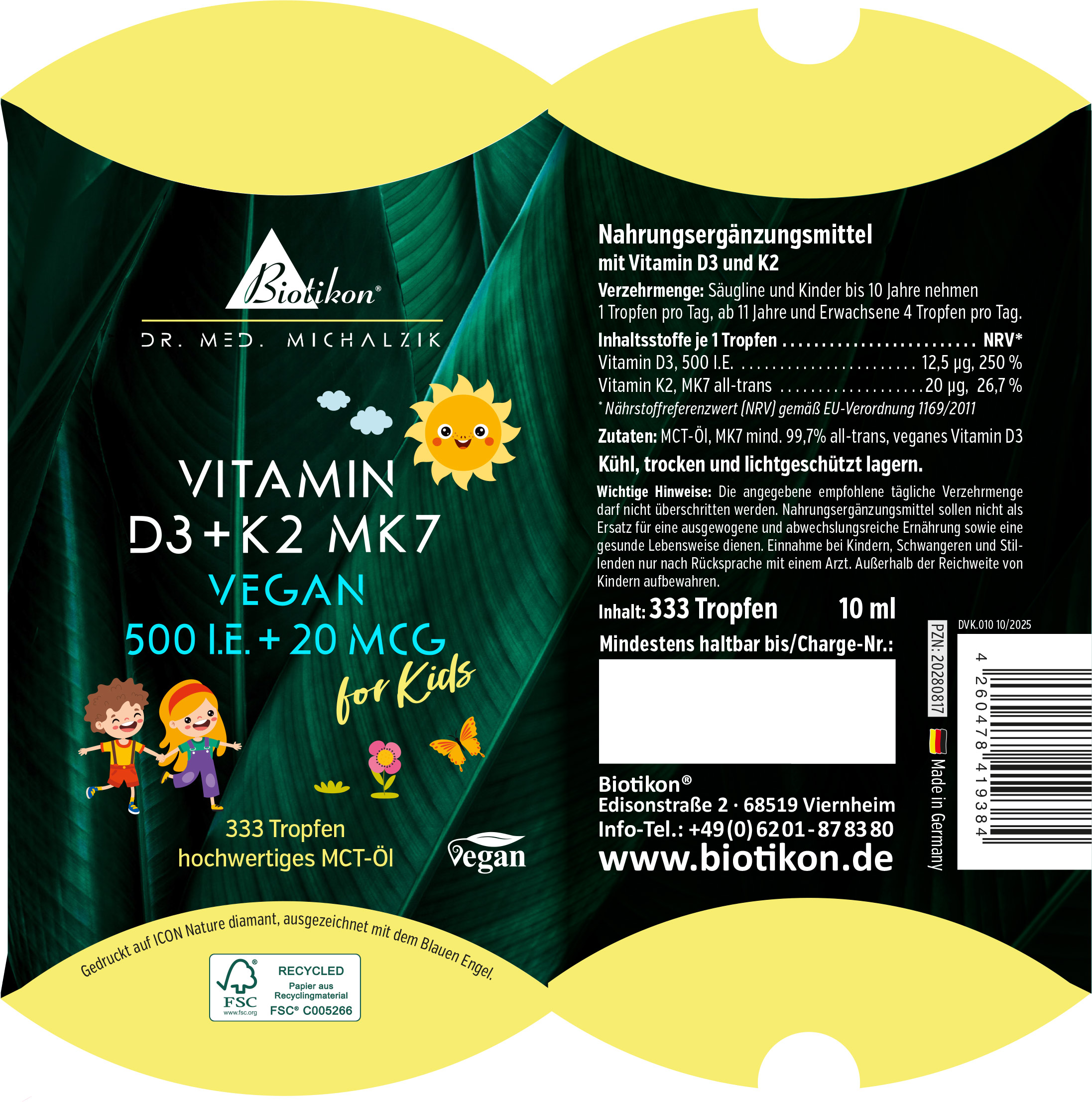 Vitamin D3 + K2 500 IU 20 mcg vegan pillow box Vitamin D3 + K2 500 IU 20 mcg vegan pillow box