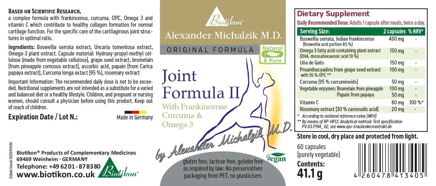 Joint Formula 2 Label Dietary supplement in capsules, 60 pieces, supports joints, with turmeric and omega-3.