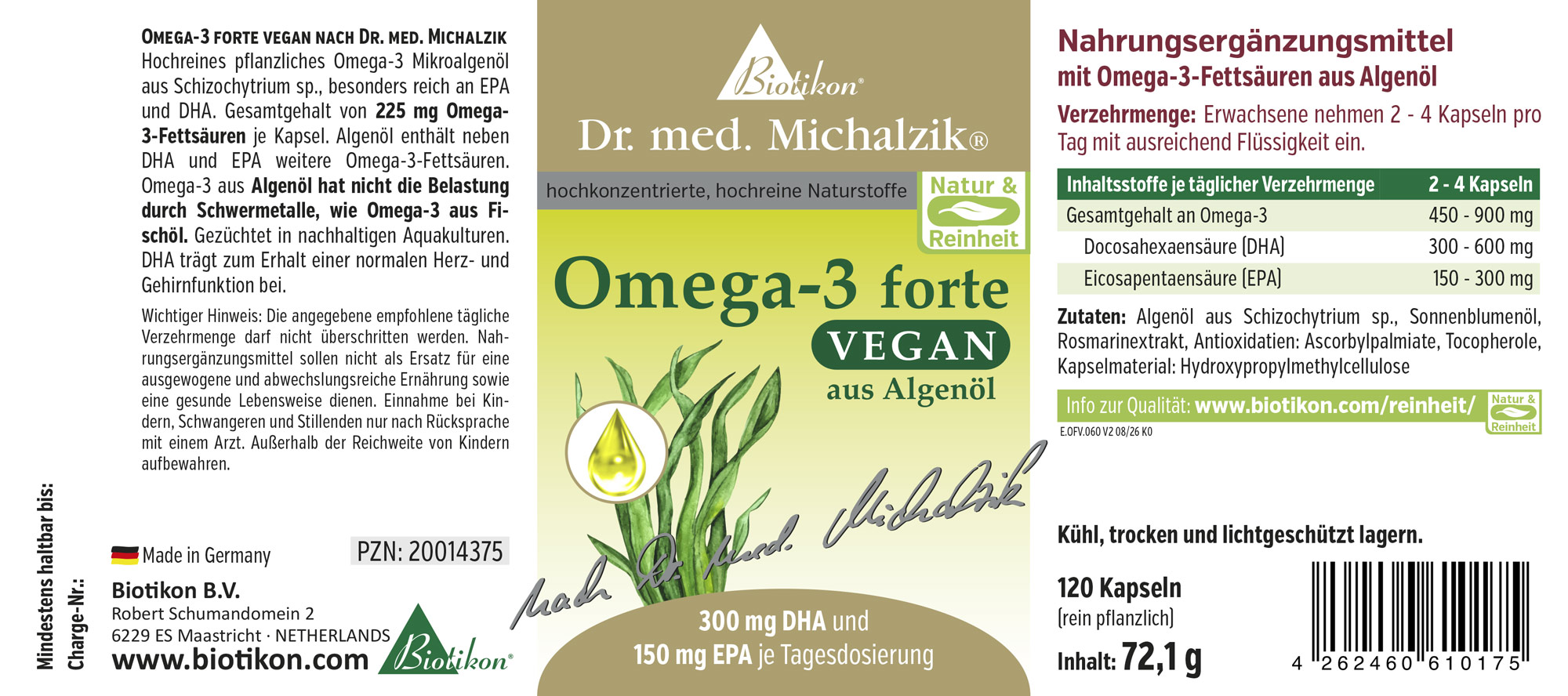 Omega-3 forte vegan Original according to Dr. med. Michalzik - Label 60 capsules