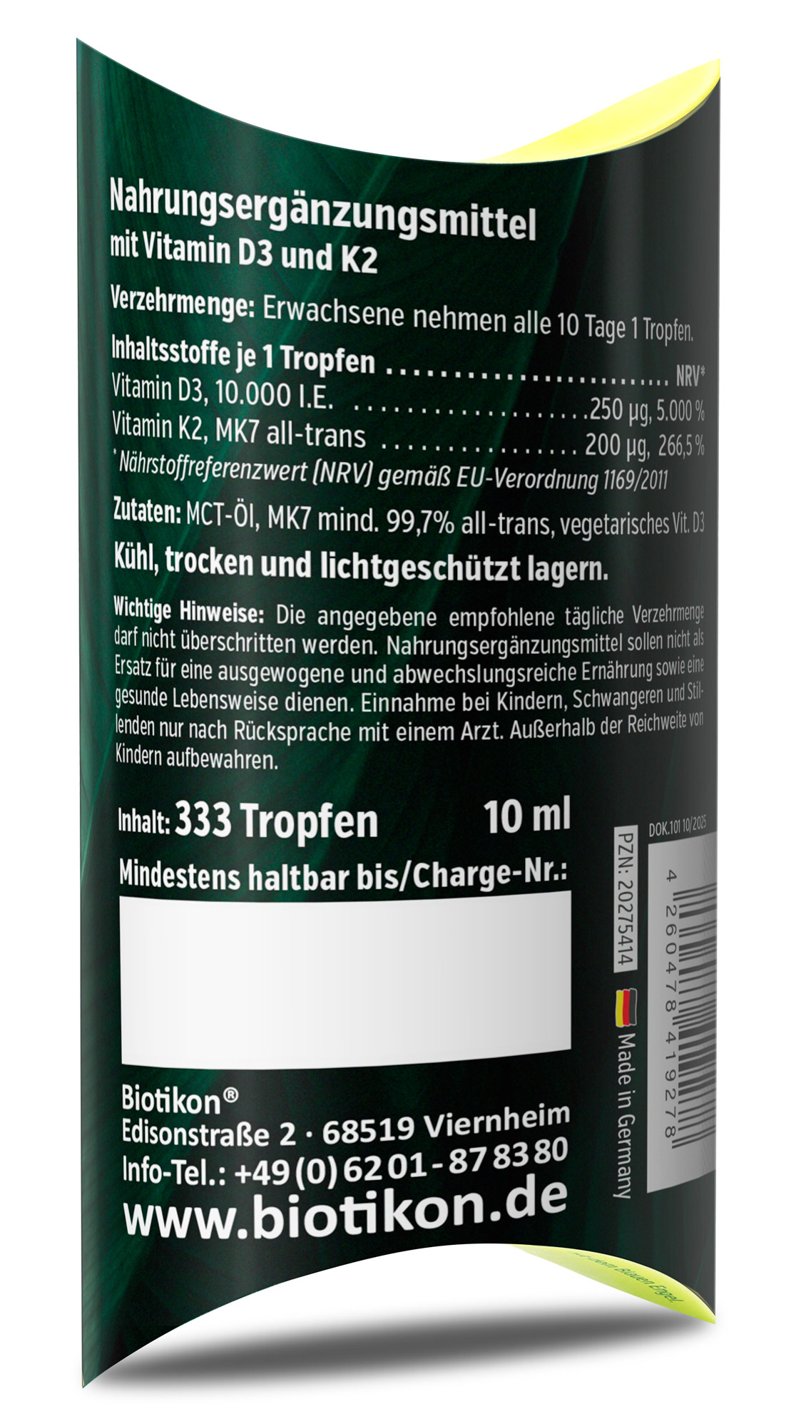 Vitamin D3 K2-10000 IU conventional box back Vitamin D3 K2-10000 IU conventional box back