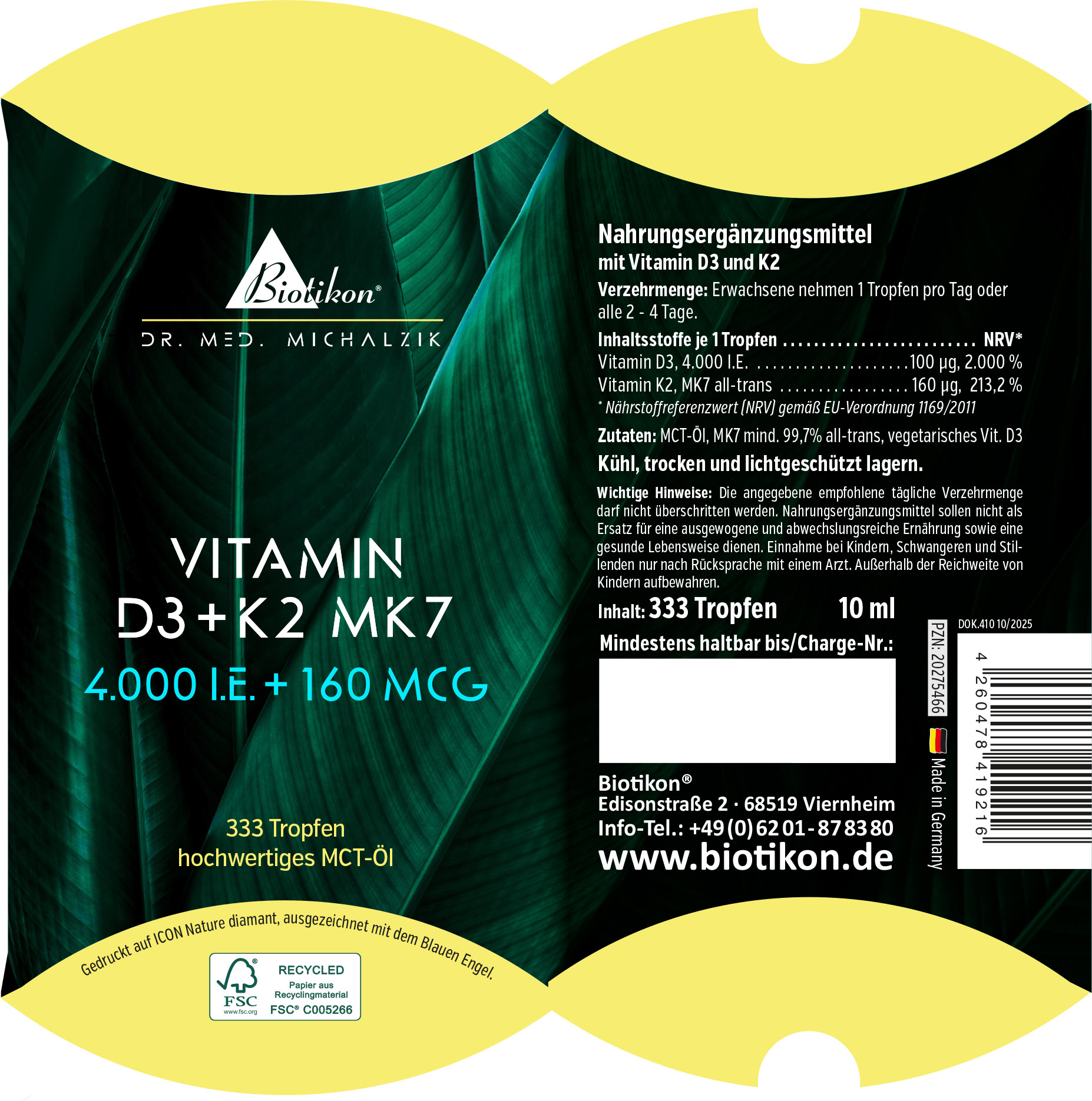 Vitamin D3 + K2 4,000 IU 160 mcg conventional pillow box Vitamin D3 + K2 4,000 IU 160 mcg conventional pillow box