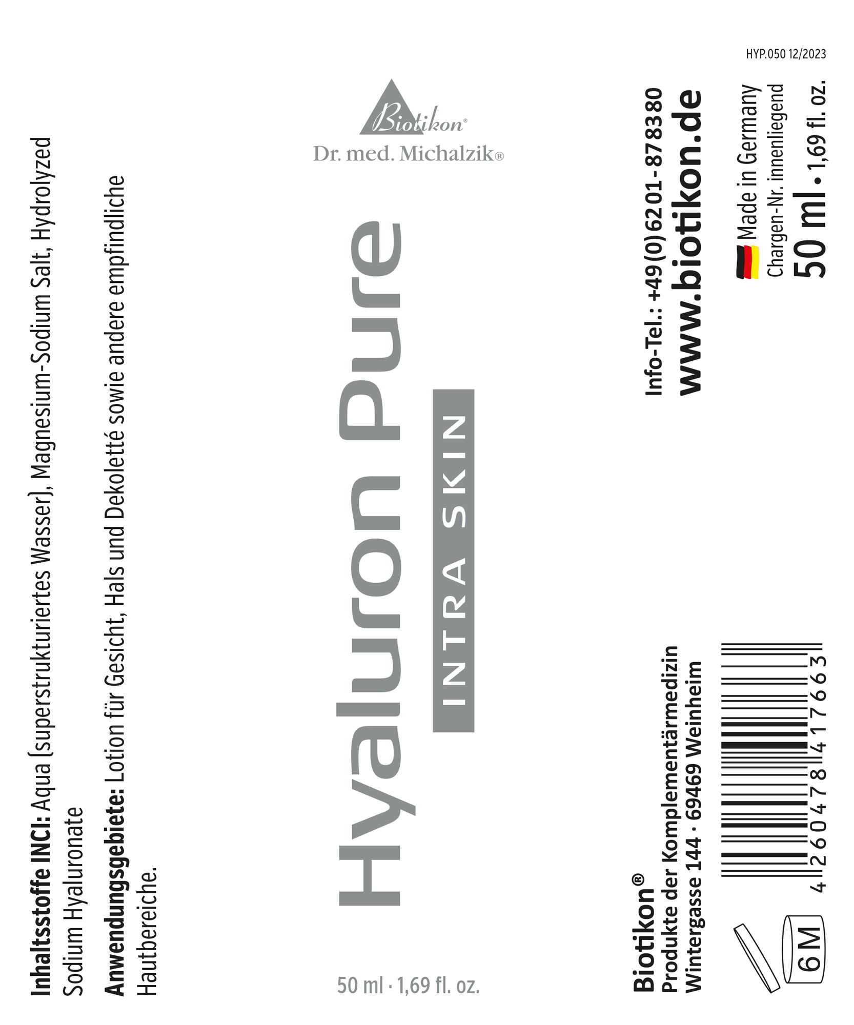Hyaluron Pure 50 ml – Lotion Hyaluron Pure Lotion in a 50 ml bottle, light blue, designed for skin care.