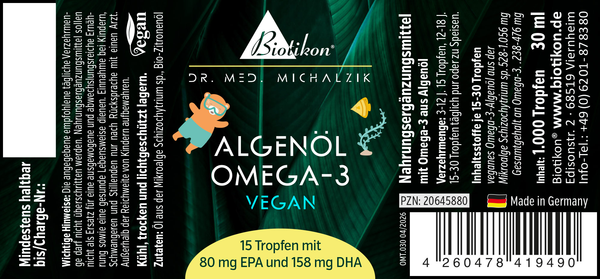 Algal Oil Omega-3 Vegan for Children