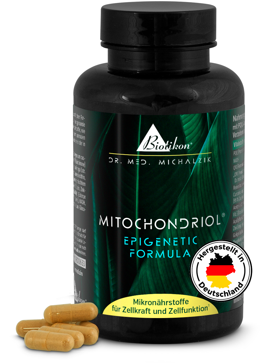 Mitochondriol tin with “Made in DE” logo