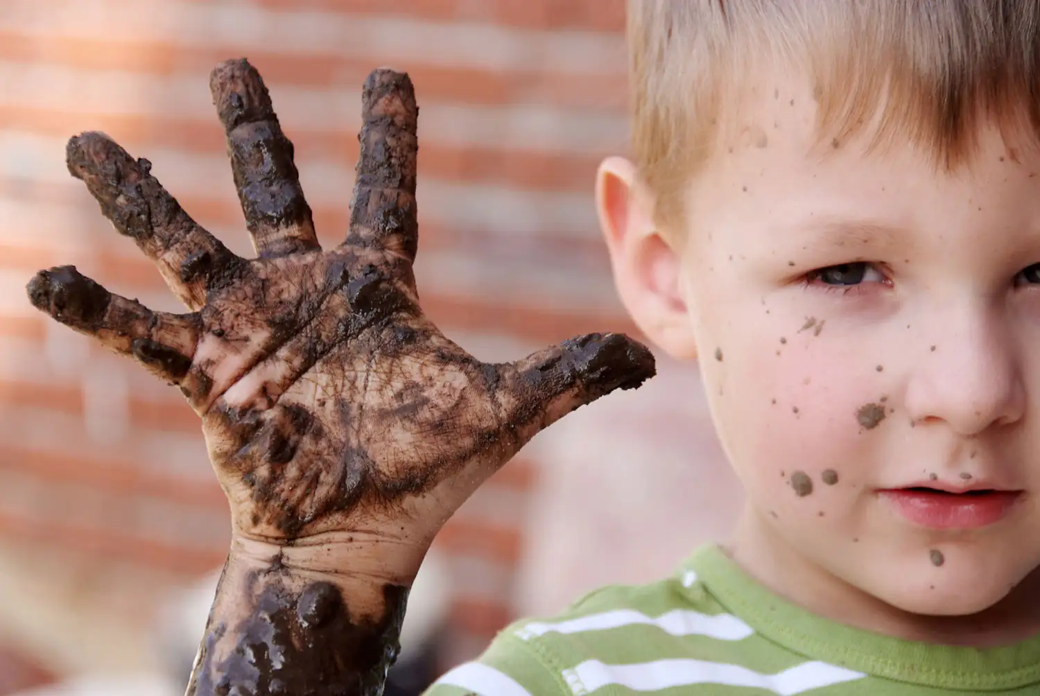 Immune system - child shows dirty hand Immune system - child shows dirty hand