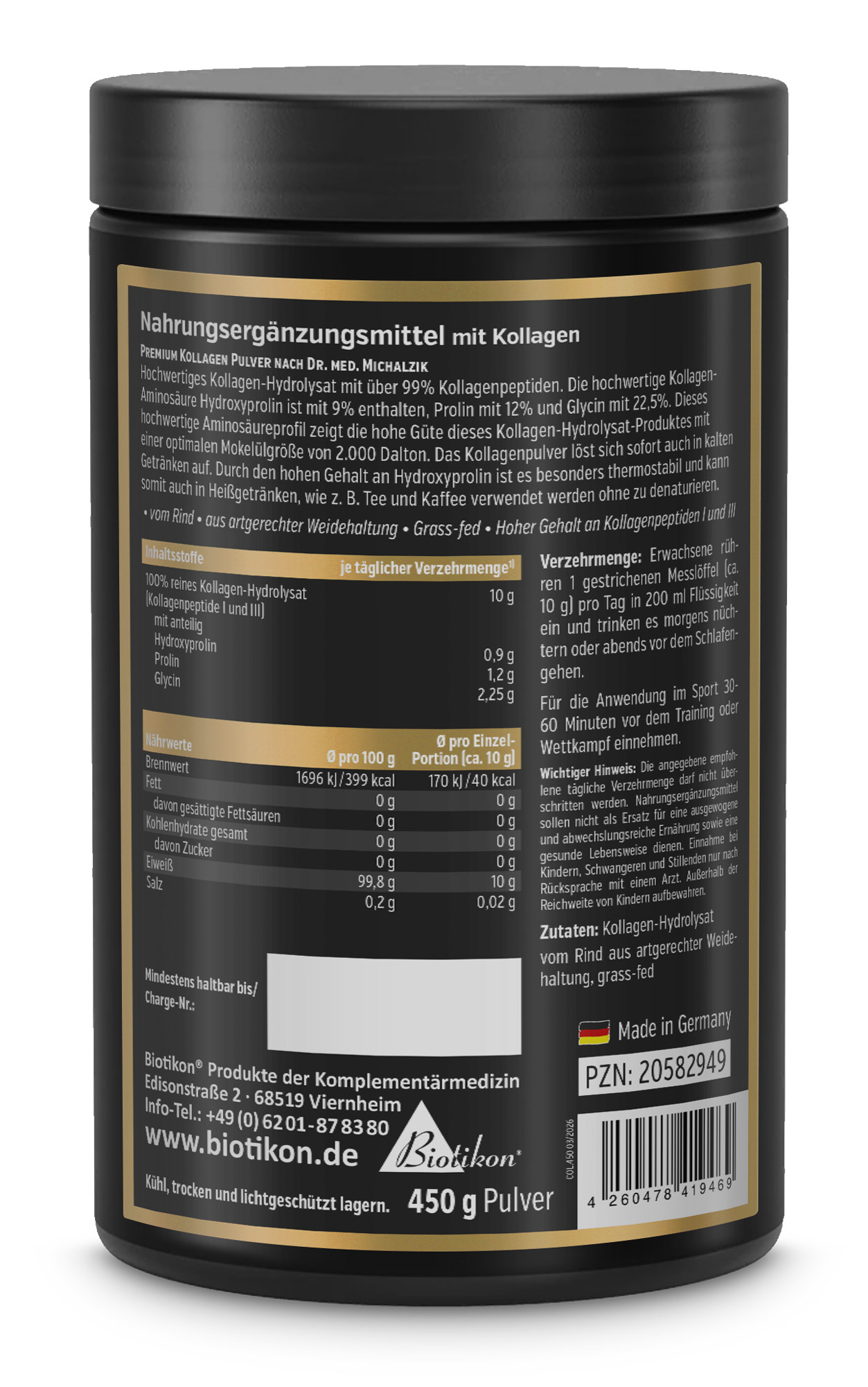 Premium collagen hydrolyzate powder can label