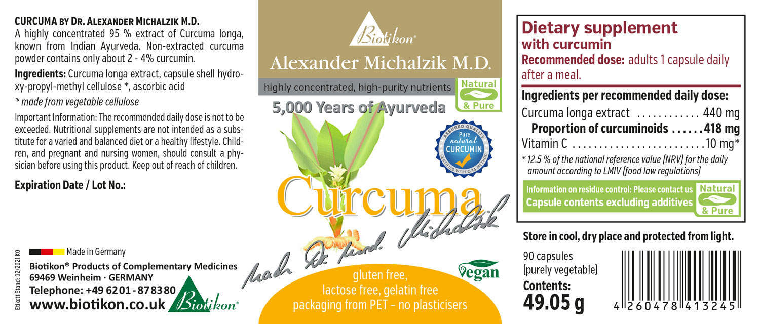 Turmeric Capsules – 90 Count Turmeric dietary supplement in capsule form, 90 vegan capsules, yellow packaging, front view.