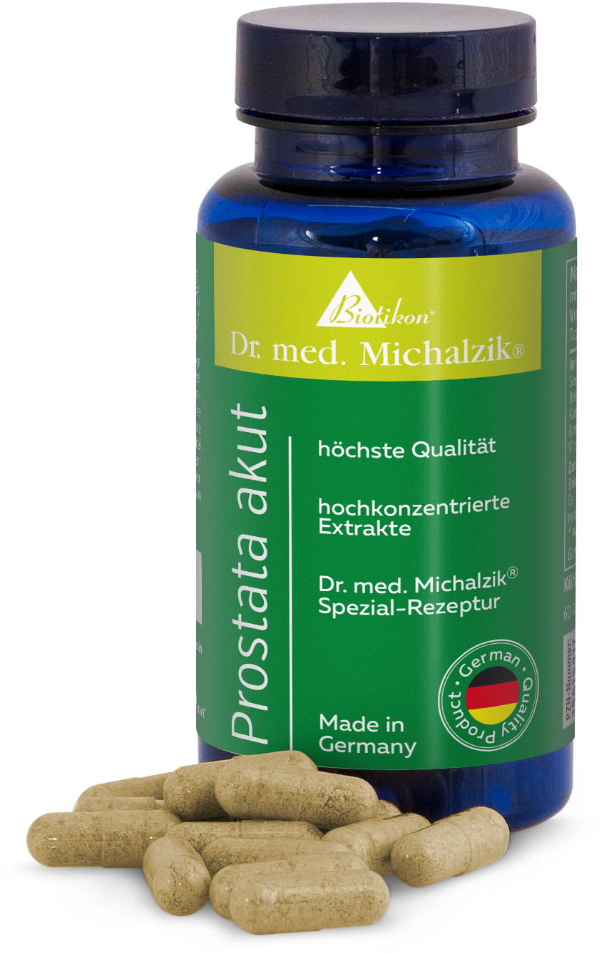 Acute Prostate – Capsules Green capsule container with 60 capsules visible on a white background, high-quality finish.