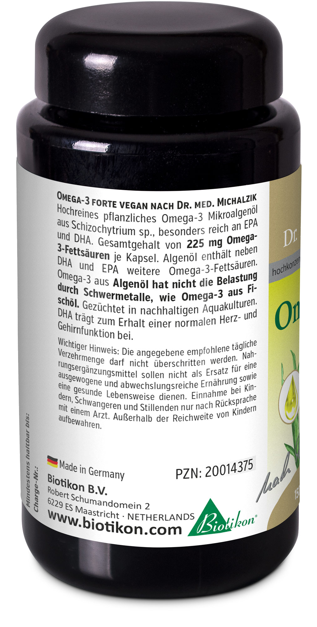 Omega-3 forte vegan - 120 capsules, violett glass