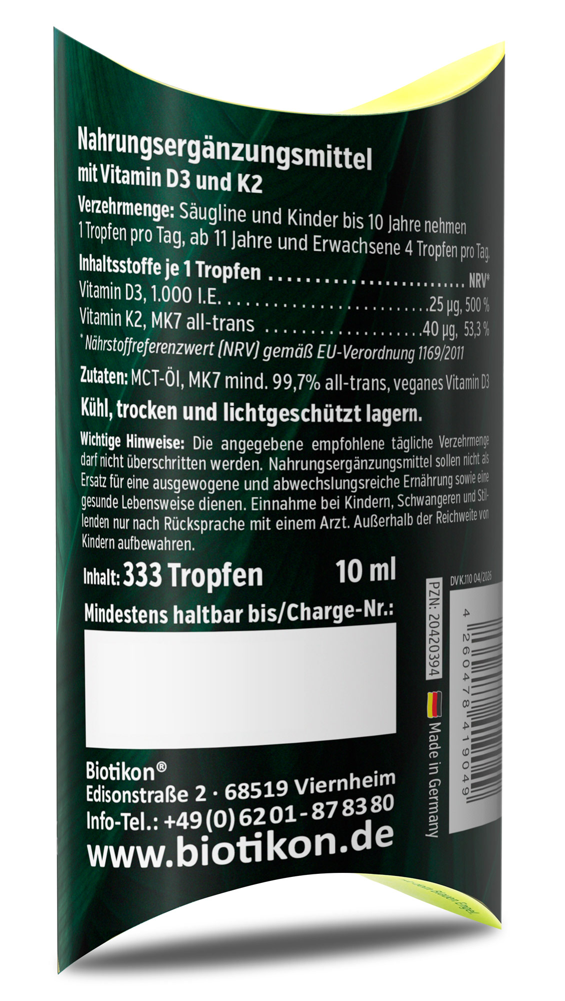Vitamin D3 + K2 MK7, 1,000 IU + 40 mcg (10 ml)