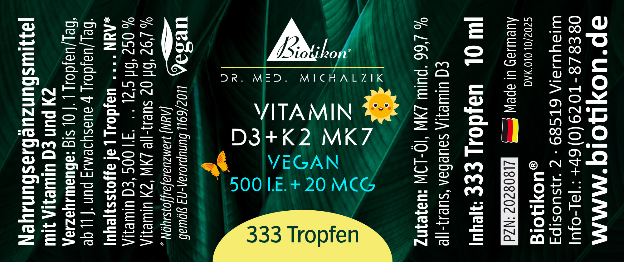 Vitamin D3 K2-500IE vegan label Vitamin D3 K2-500IE vegan label