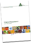 Biotikon Catalog Icon: Recipe Brochure Brochure featuring recipes, colorful ingredient images, A4 format, front view.