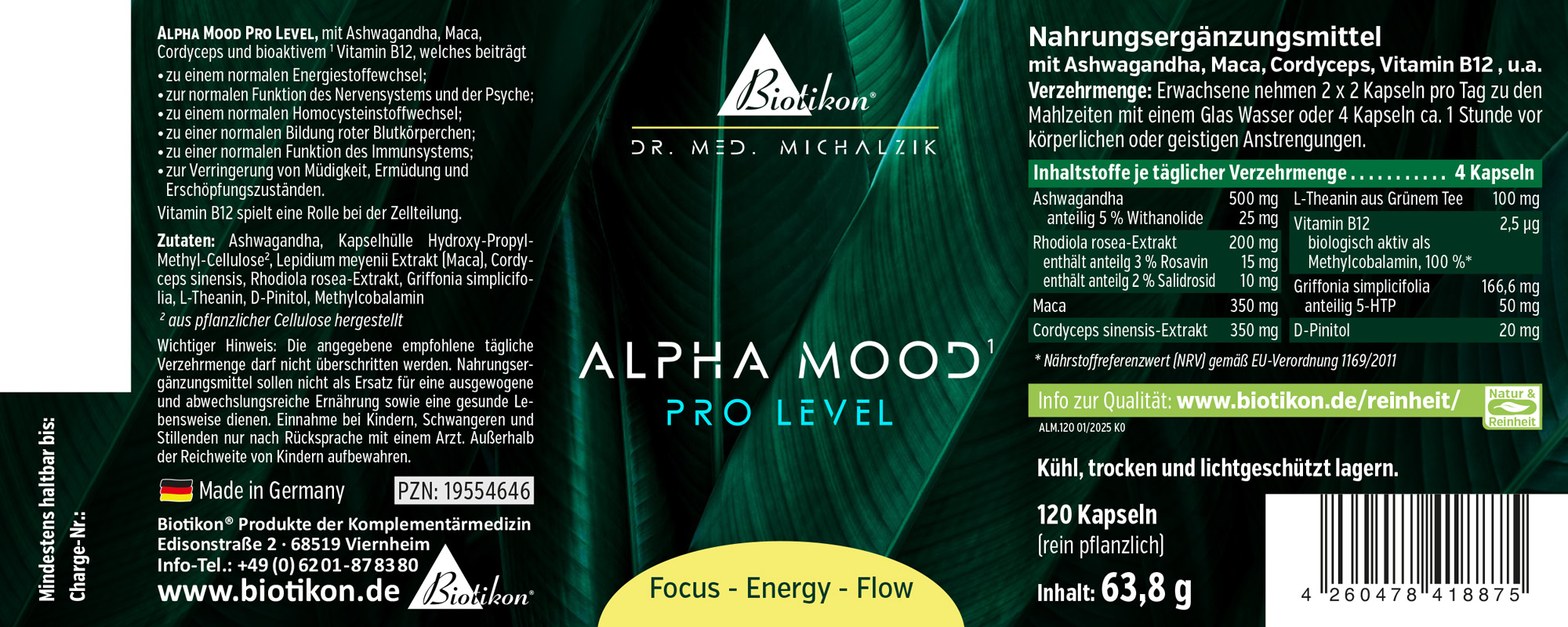 Alpha Mood Pro Level – 120 Capsules Alpha Mood Pro Level dietary supplement in a blue package, 120 capsules, featuring Ayurvedic ingredients.