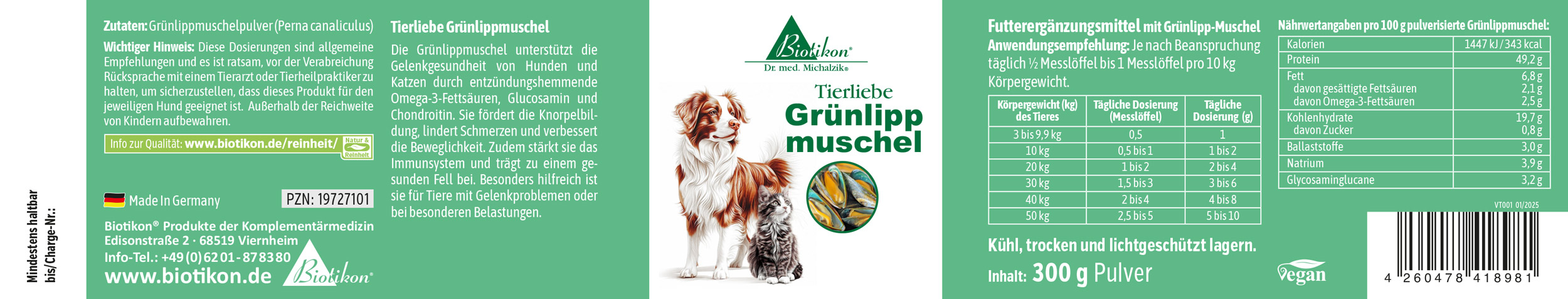 Animal love green-lipped mussel label Animal love green-lipped mussel label
