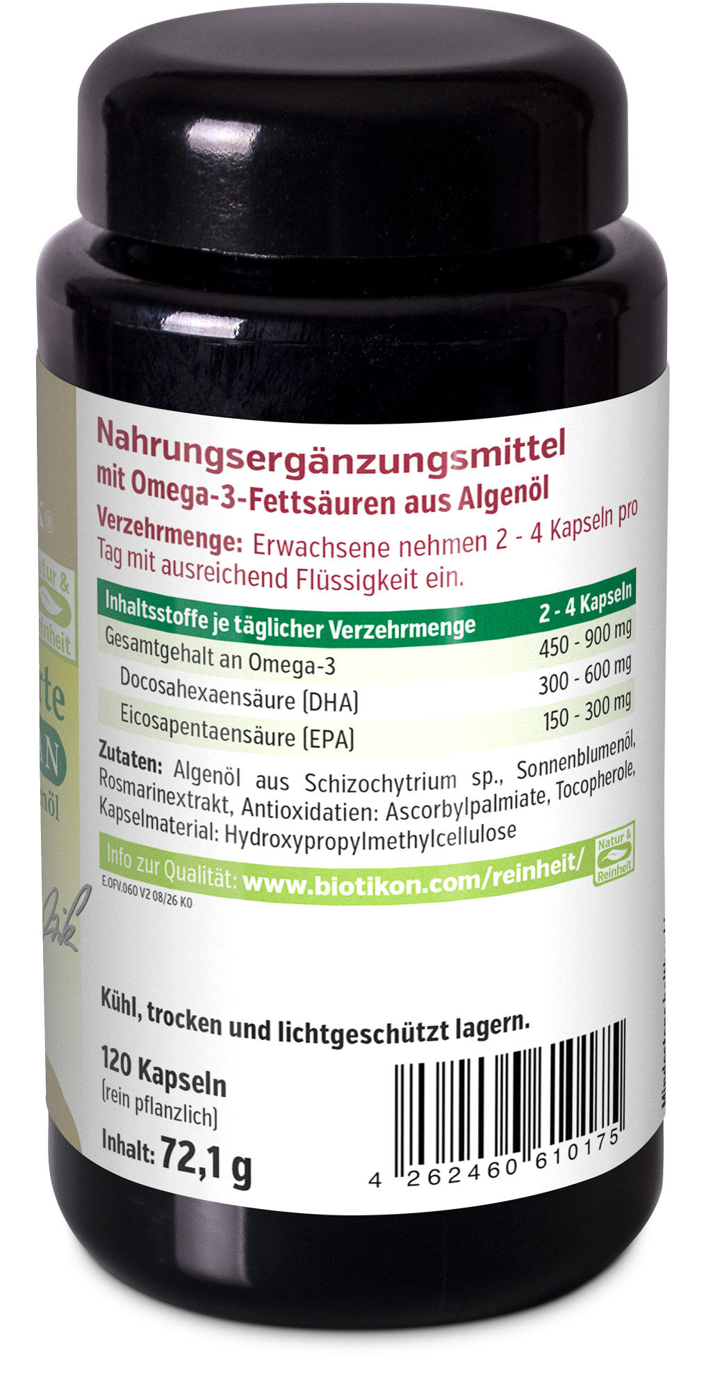 Omega-3 forte vegan - 120 capsules, violett glass