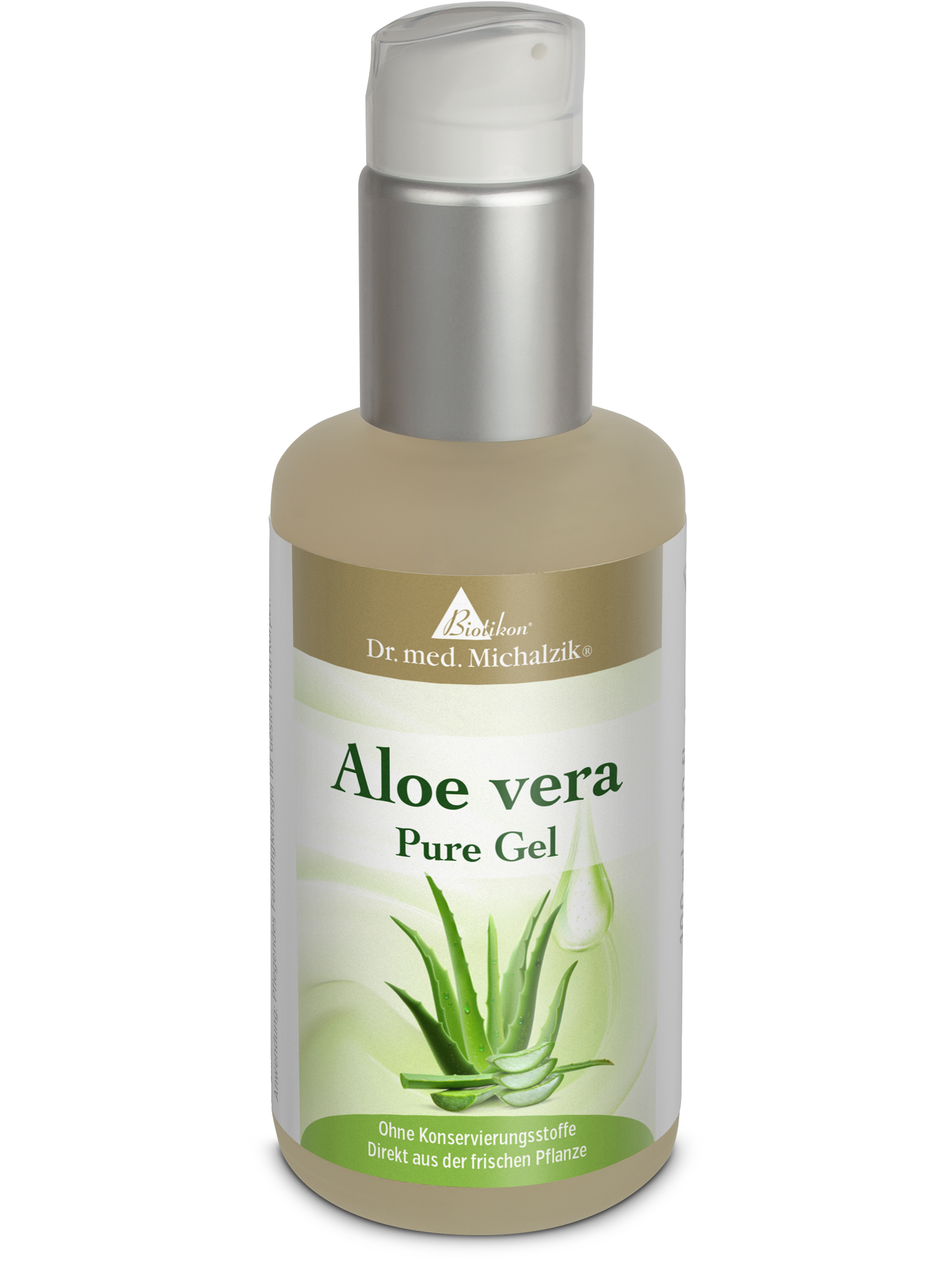 Aloe Vera Pure Gel – 100 ml Aloe Vera Pure Gel in a 100 ml pump bottle, featuring transparent and green packaging.