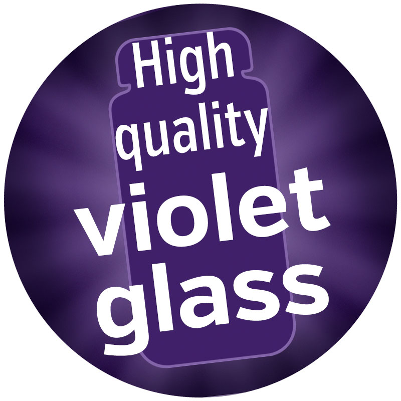 High-Quality Purple Glass - Notice Graphic Round emblem with 'High-Quality Purple Glass' text on a purple background.