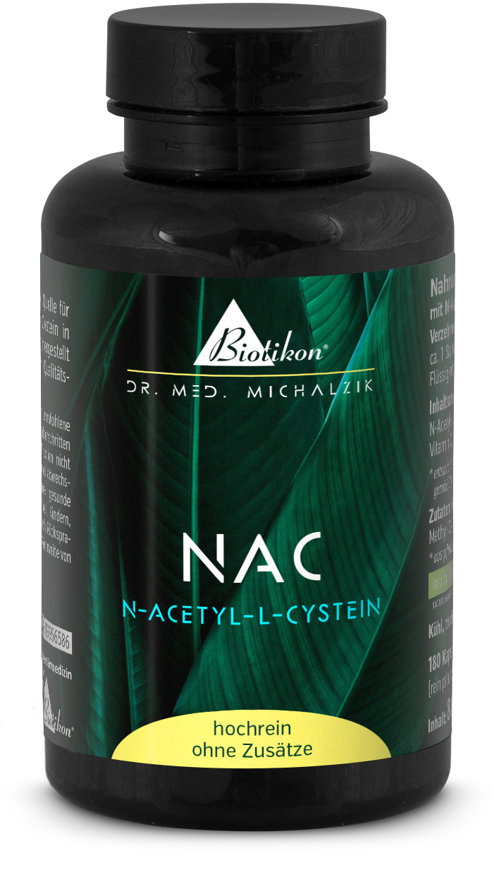 N-Acetyl-L-Cysteine – 180 Capsules Black bottle containing N-Acetyl-L-Cysteine, 180 capsules, high quality, additive-free, front view.